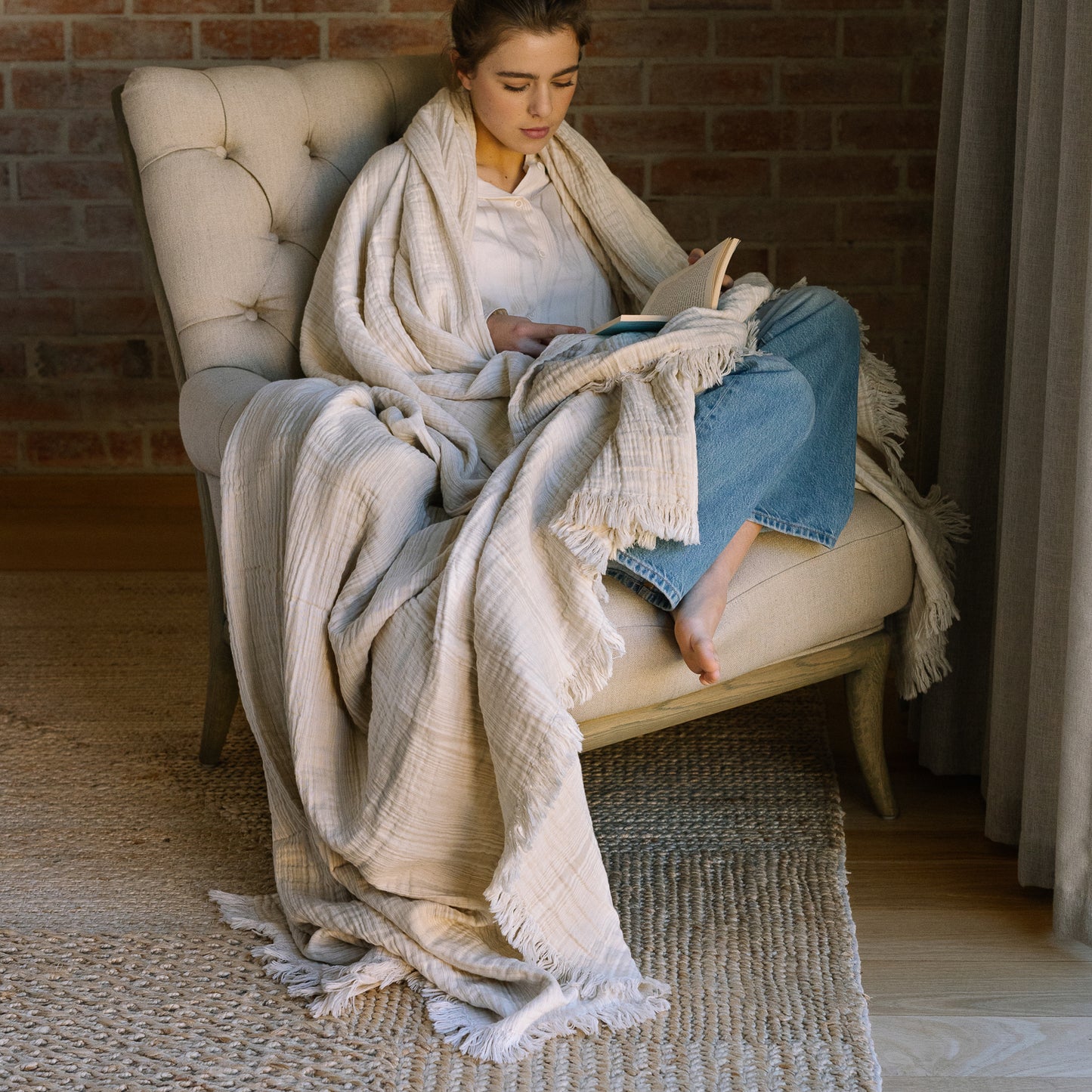 Patterned Beige Swaddle Blanket (large)