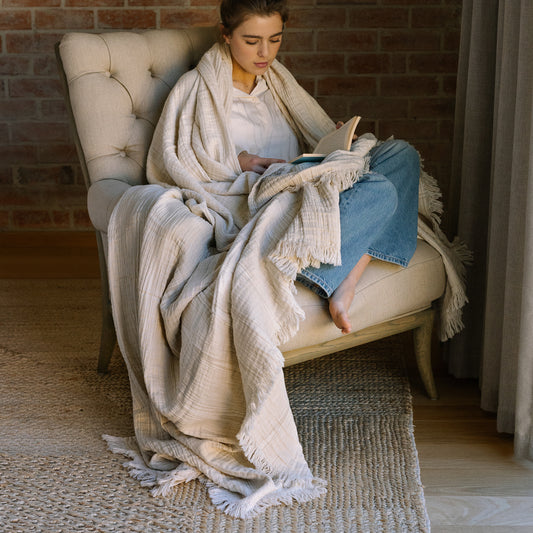 Patterned Beige Swaddle Blanket (large)