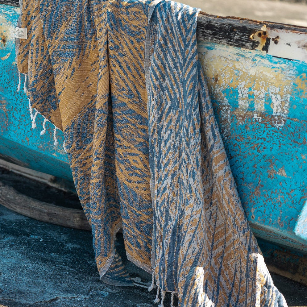 Dilara Navy & Caramel Turkish Towel