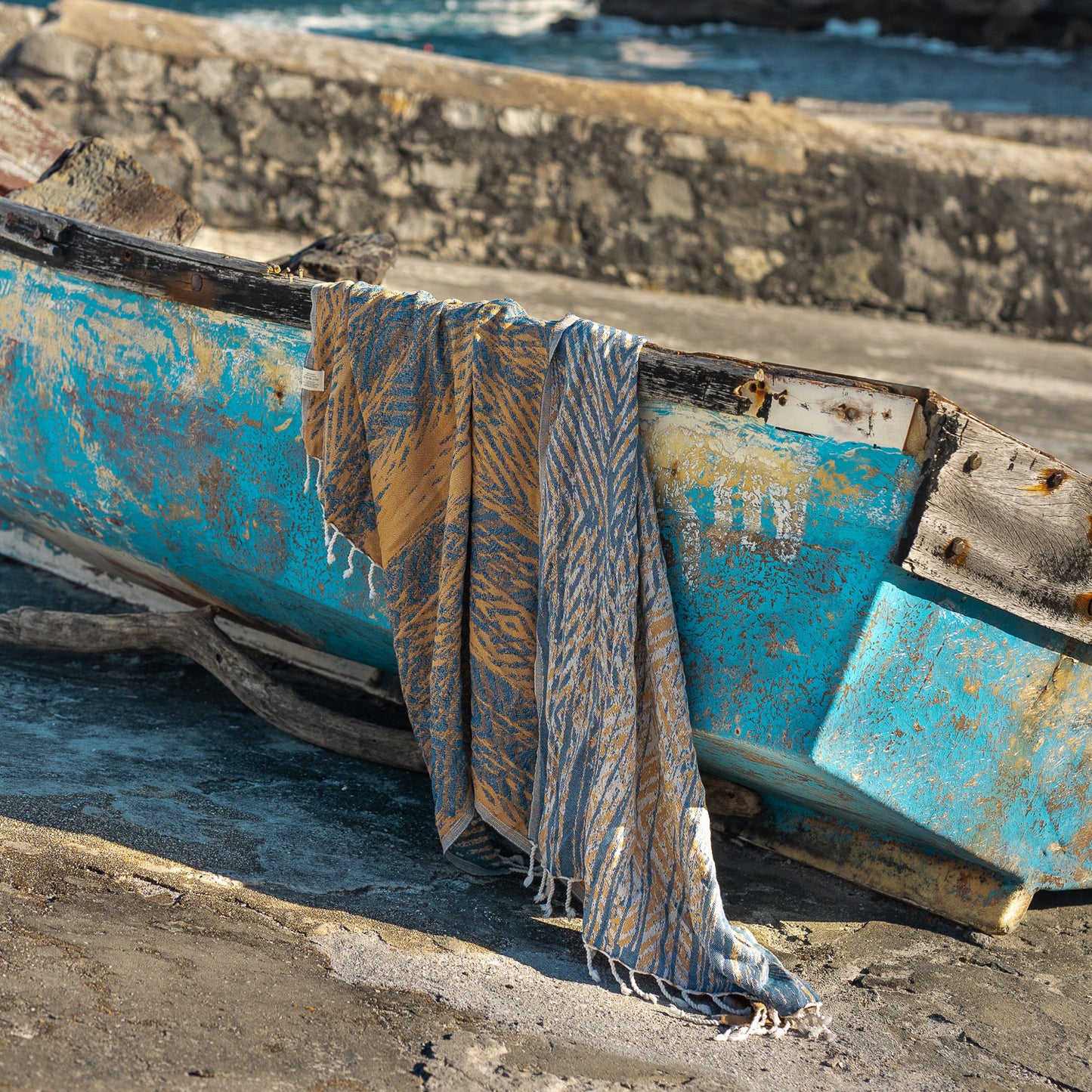 Dilara Navy & Caramel Turkish Towel