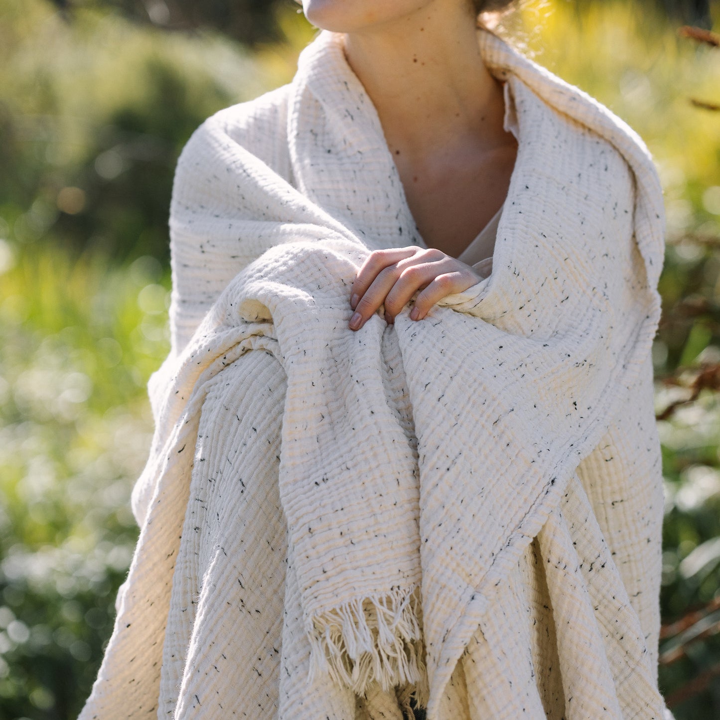 Charcoal Dappled Muslin Throw