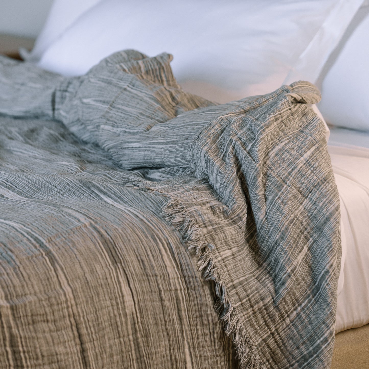 Patterned Grey Muslin Blanket