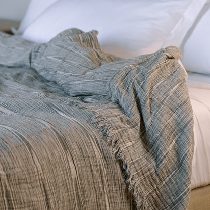 Patterned Grey Muslin Blanket