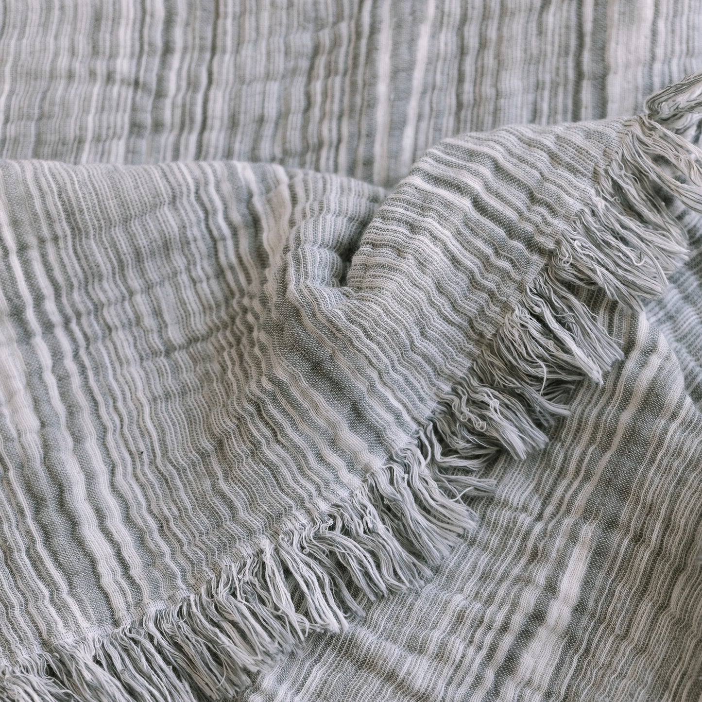 Patterned Grey Muslin Throw