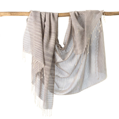 Elif Grey Jacquard Scarf