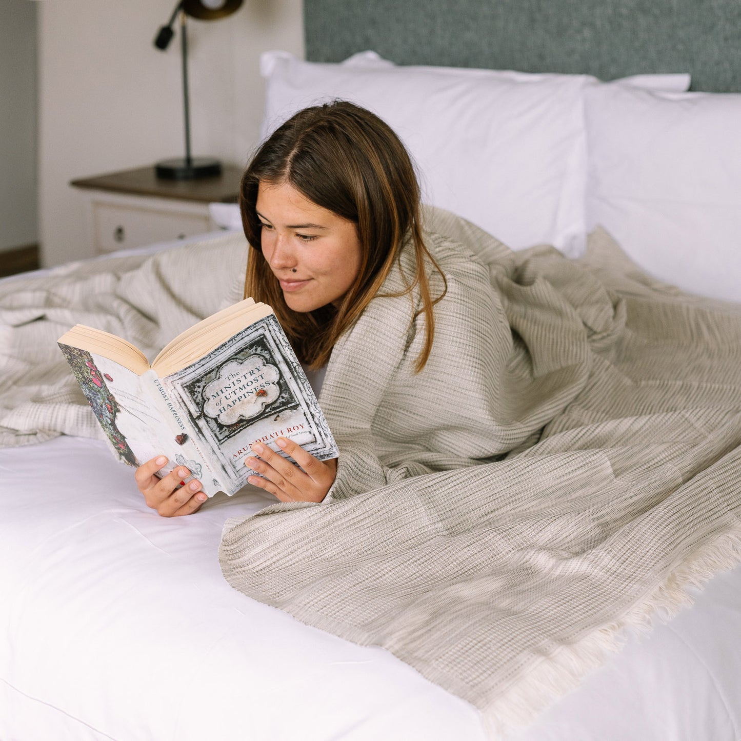 Light Grey Lattice Blanket