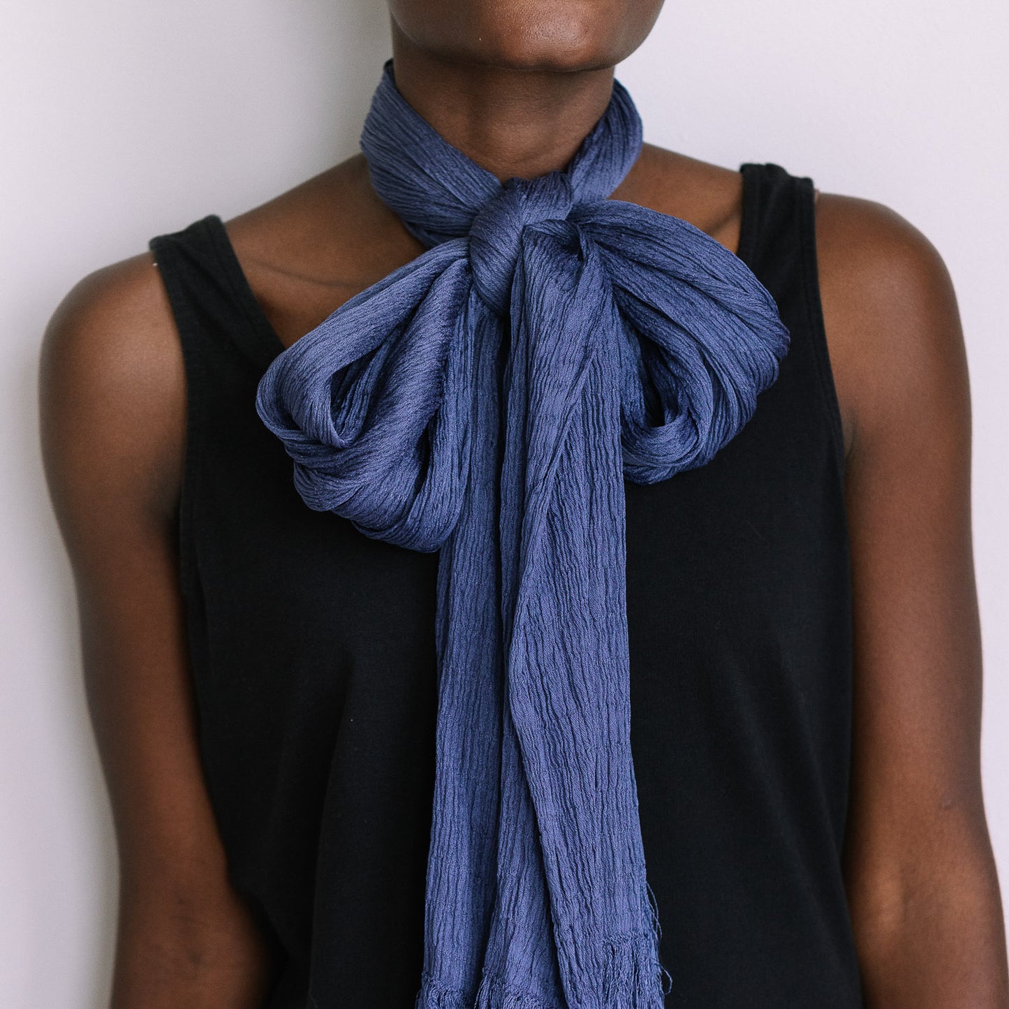 Melike Navy Mulberry Silk Scarf